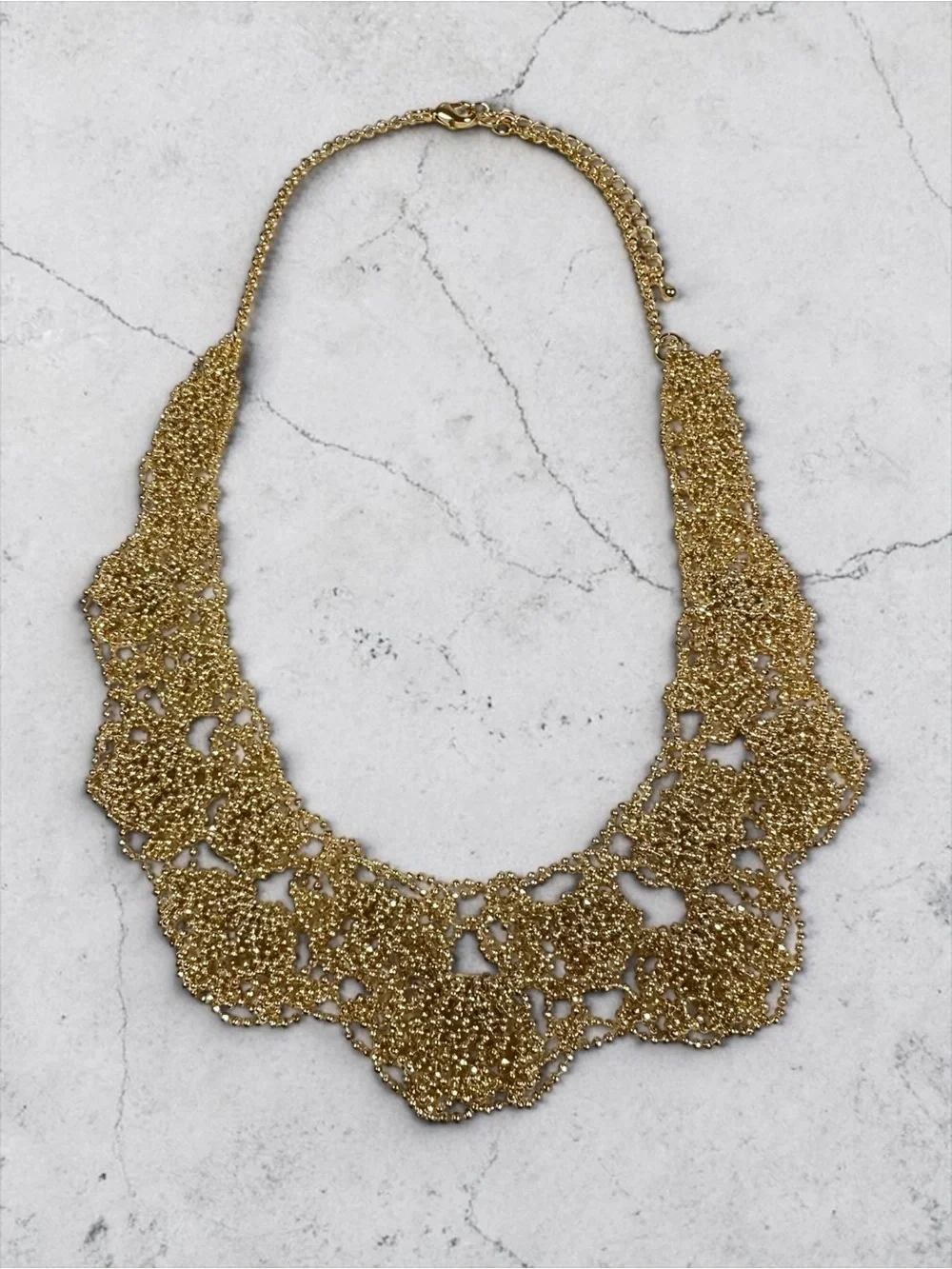Elegant Gold Beaded Lace Necklace - Women Jewelry